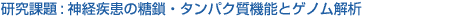研究課題:神経疾患の糖鎖・タンパク質機能とゲノム解析